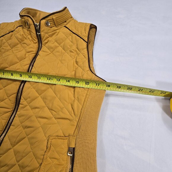 LOVE TREE Women's Quilted Puffer Vest Full Zip Size Medium Yellow / Gold Vest - Picture 5 of 12
